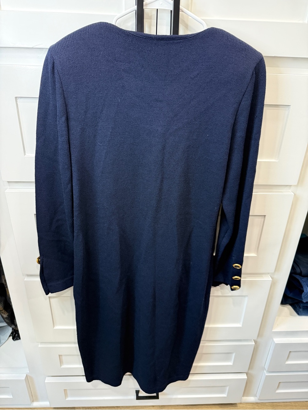 St. John Navy Knit Cardigan with Gold Trim Buttons - Picture 3 of 4